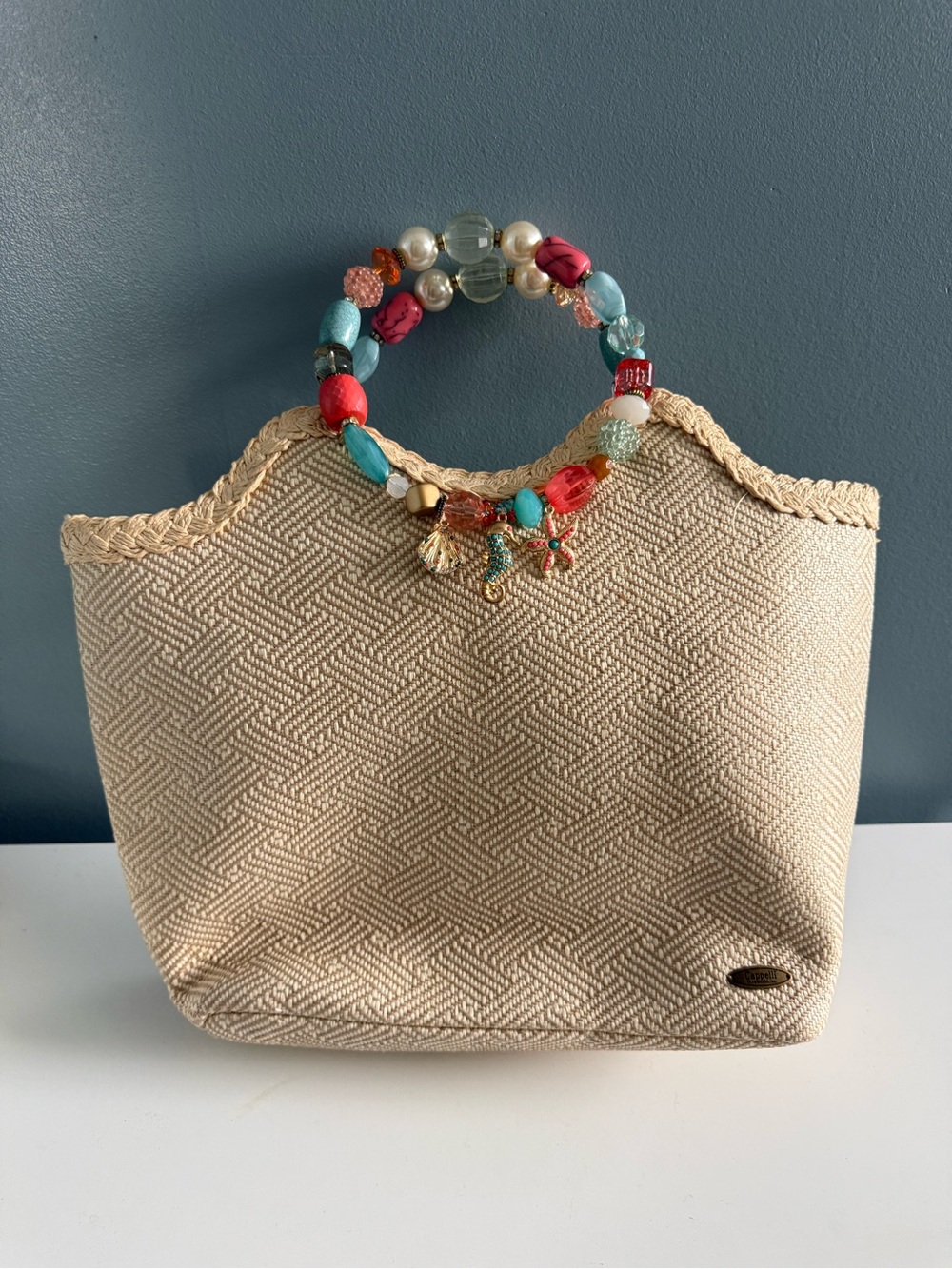 Cappelli Straworld Beaded Woven Tote Bag